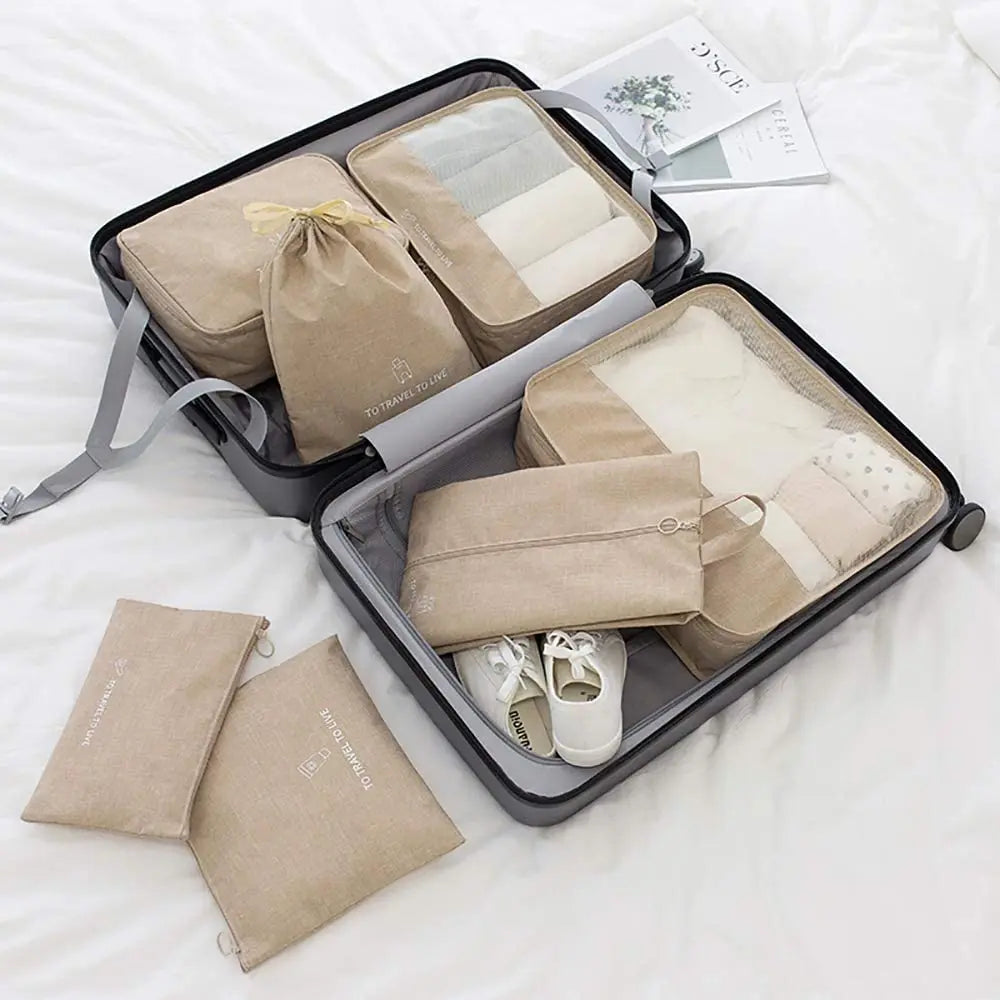 Packing Cubes for Travel (7 Piece Set) - Khaki